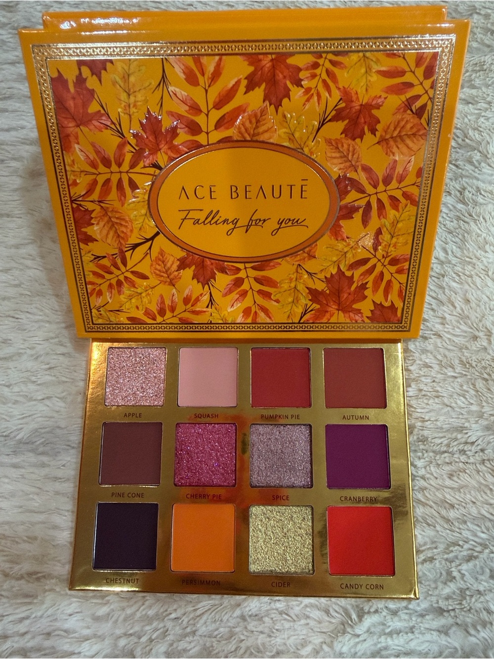 Ace Beauté Falling for You Eyeshadow Palette — Orange, Red, Pink, Purple, Gold